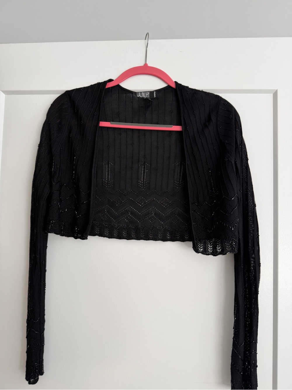 Laundry By Shelli Segal Black Cropped Open-Front Bolero